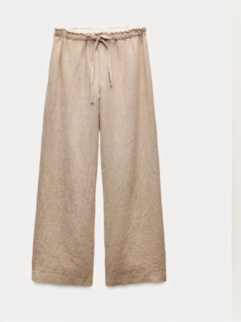 NEW ZARA 100% linen wide leg drawstring trouser size M  🚨NO DISCOUNT